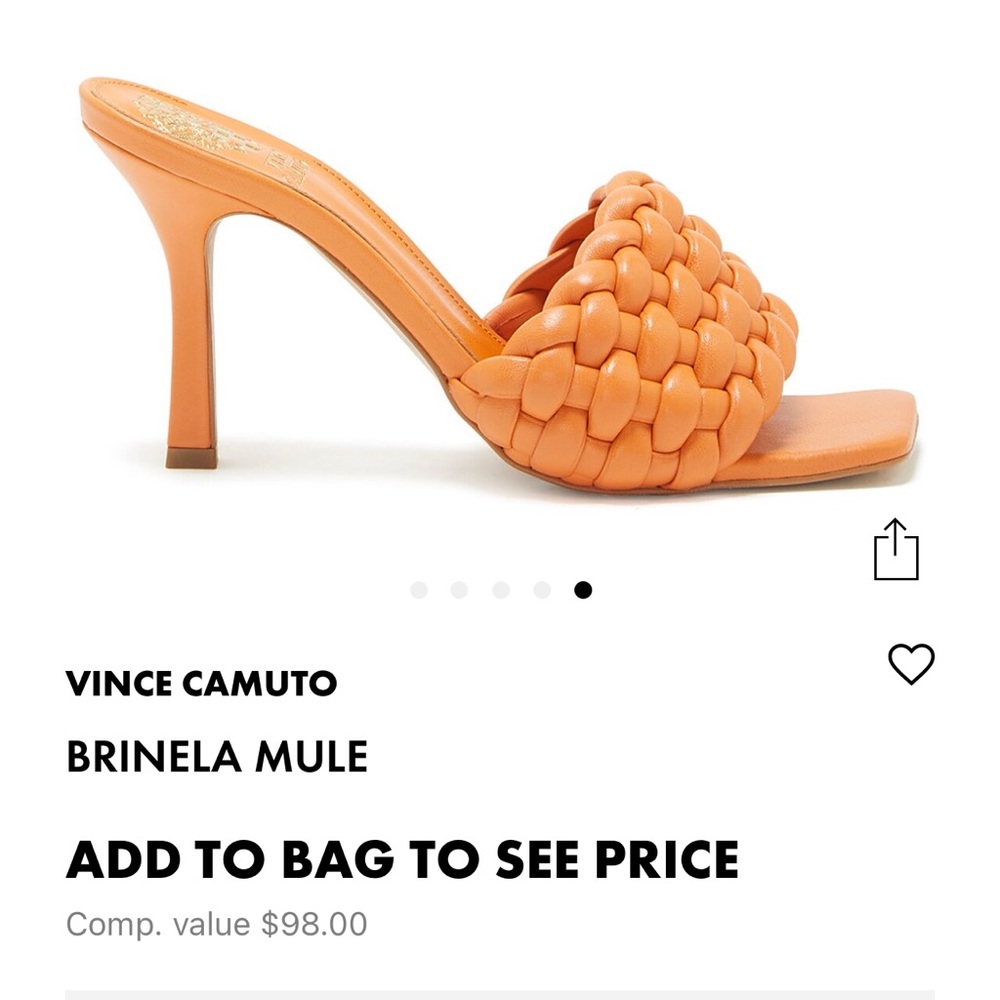 Orange square toe heel sandals